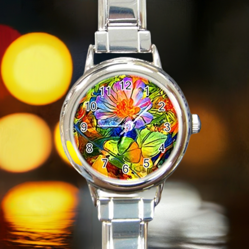 Petunia Round Italian Charm Watch