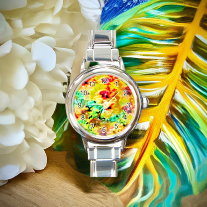 Hibiscus Impressionist Round Italian Charm Watch