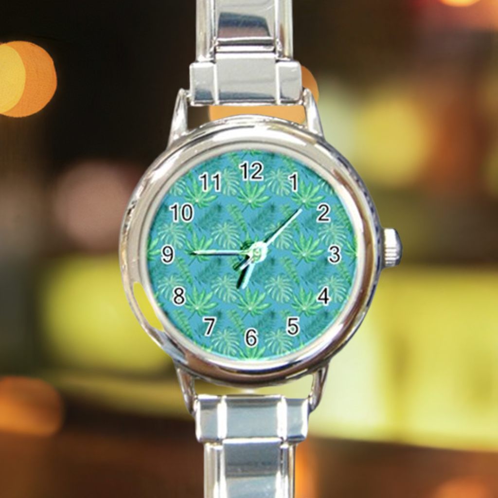 Monstera Round Italian Charm Watch