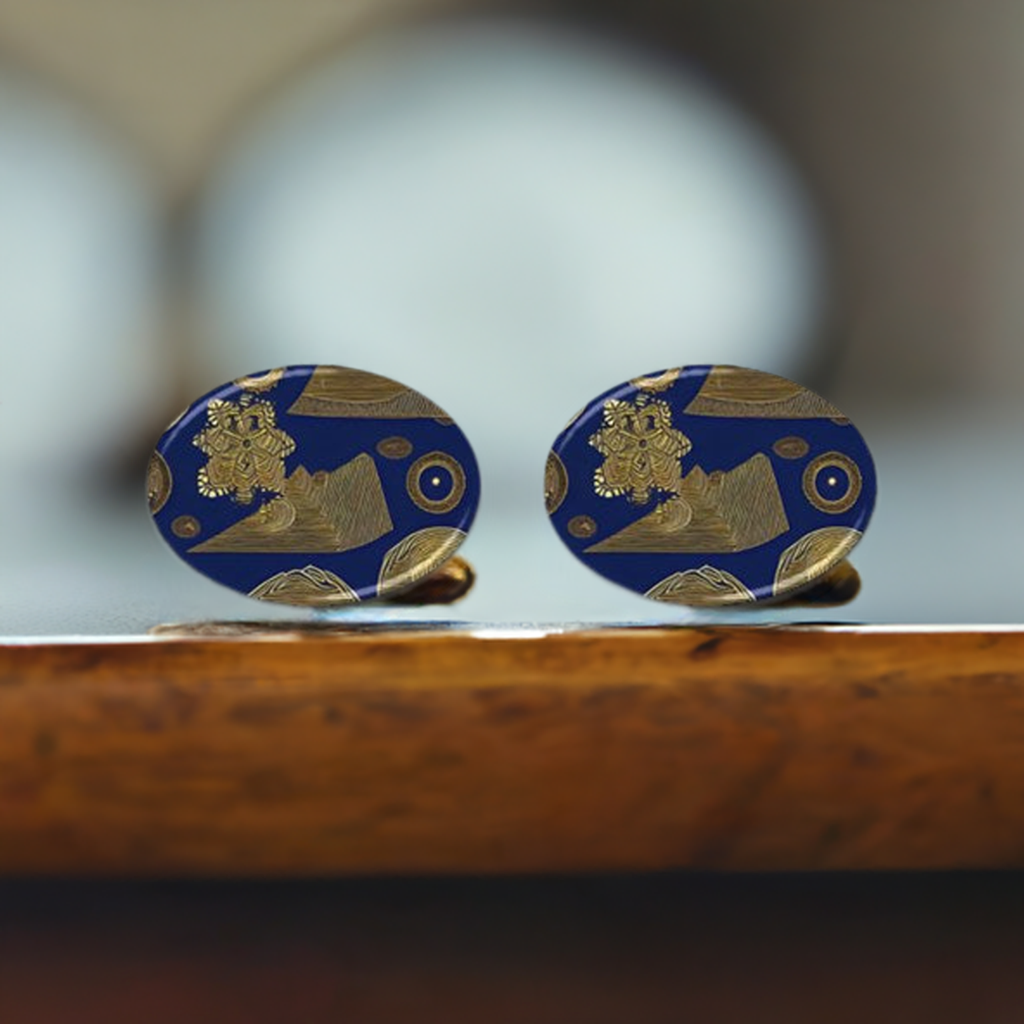 African Ethnic Oval Cufflinks - Personalized Keepsake for Timeless Elegance