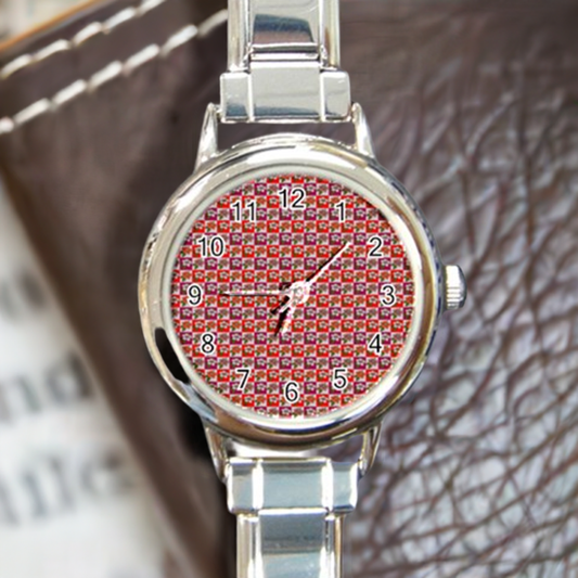 Round Italian Charm Watch Hibiscus