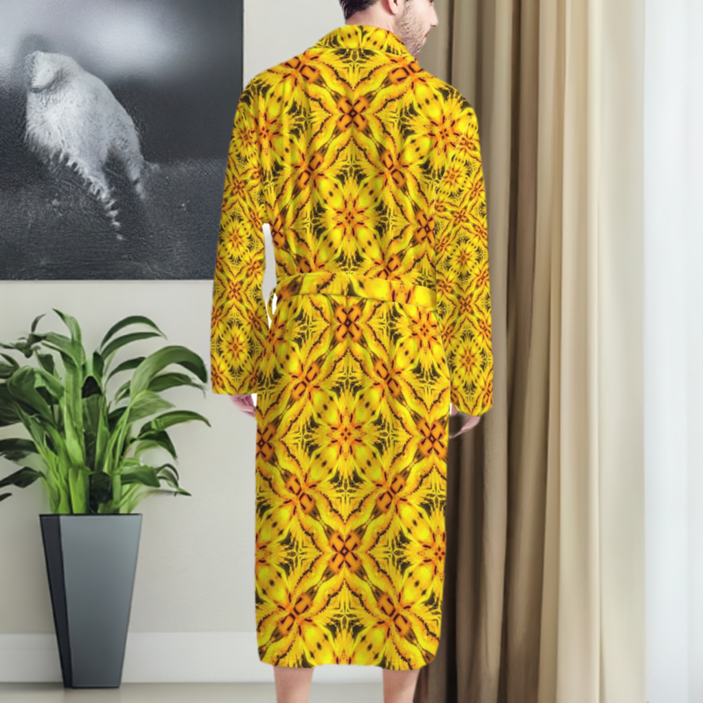 African Ethnic Yellow Toghu: Cameroon Men's Bathrobe