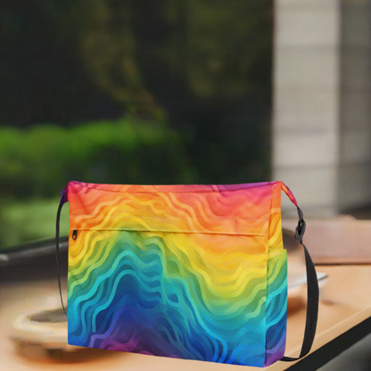 Rainbow Pride LGBTQ Messenger Bag - Adjustable Cross-Body, Waterproof Zipper Pockets, Handmade and Stylish by Luxtrini