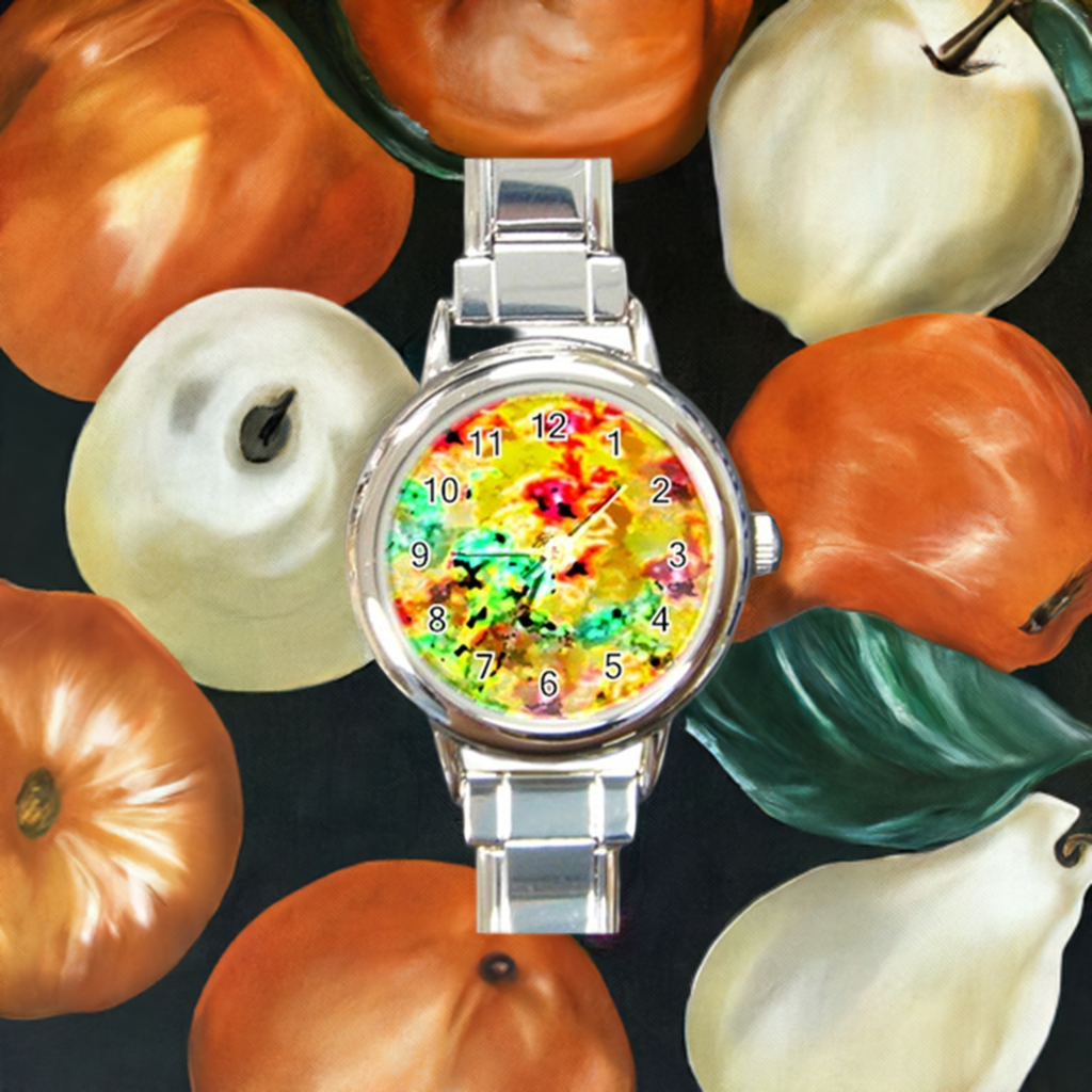 Hibiscus Impressionist Round Italian Charm Watch