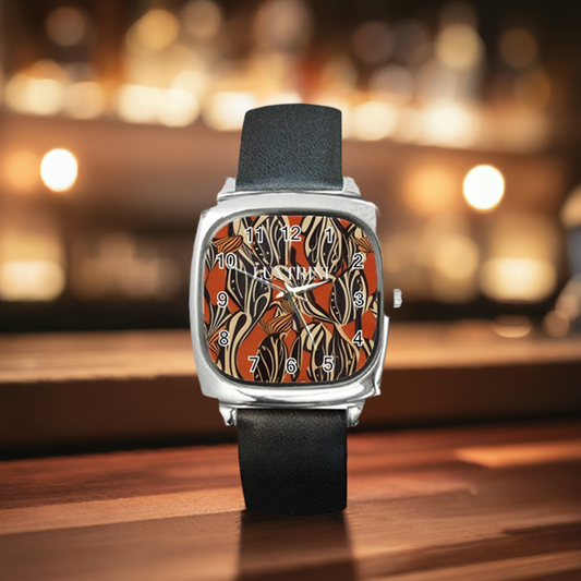 African - Ethnic Square Metal Watch