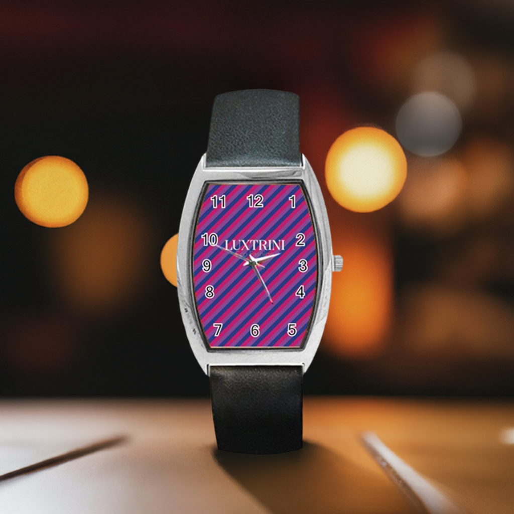 Bisexual Flag Barrel Style Metal Watch