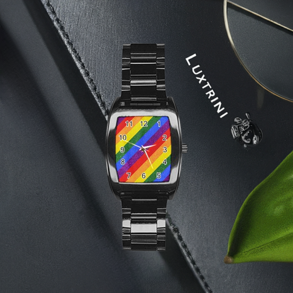 Rainbow Pride Stainless Steel Barrel Watch