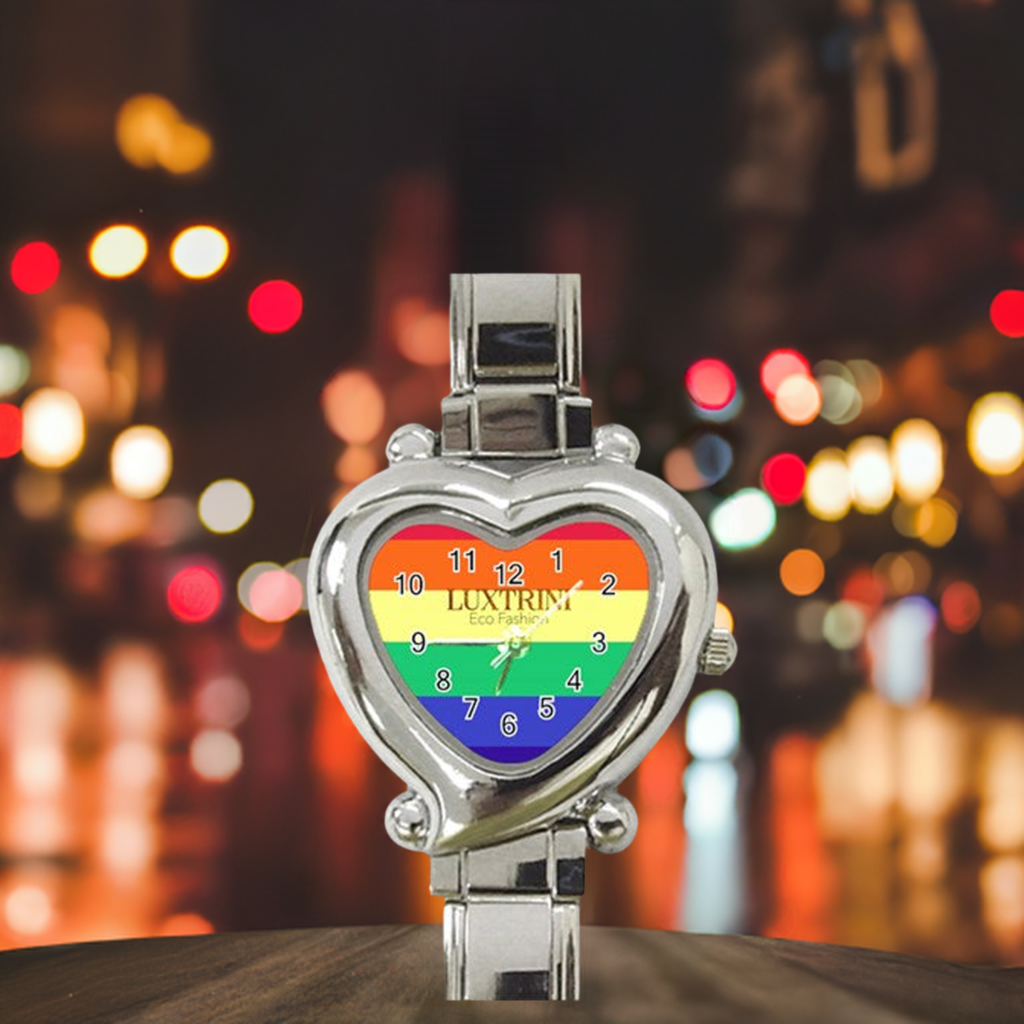 LGBTQ Rainbow Pride #12 Heart Italian Charm Watch