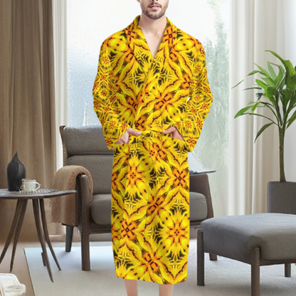 African Ethnic Yellow Toghu: Cameroon Men's Bathrobe