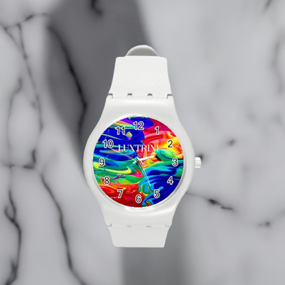 Rainbow Confusion Round Plastic Sport Watch (M)