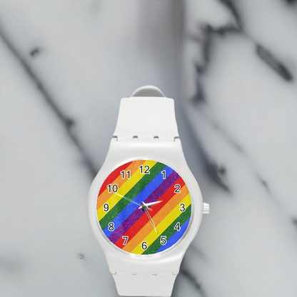 Rainbow Pride Round Plastic Sport Watch (M)