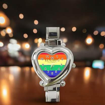 LGBTQ-Rainbow #12 Heart Italian Charm Watch