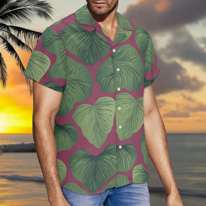 Kalo on Maroon Hawaiian Shirt: A Blend of Tradition and Style