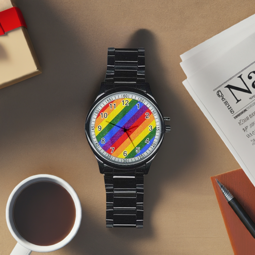 Rainbow Pride Stainless Steel Round Watch