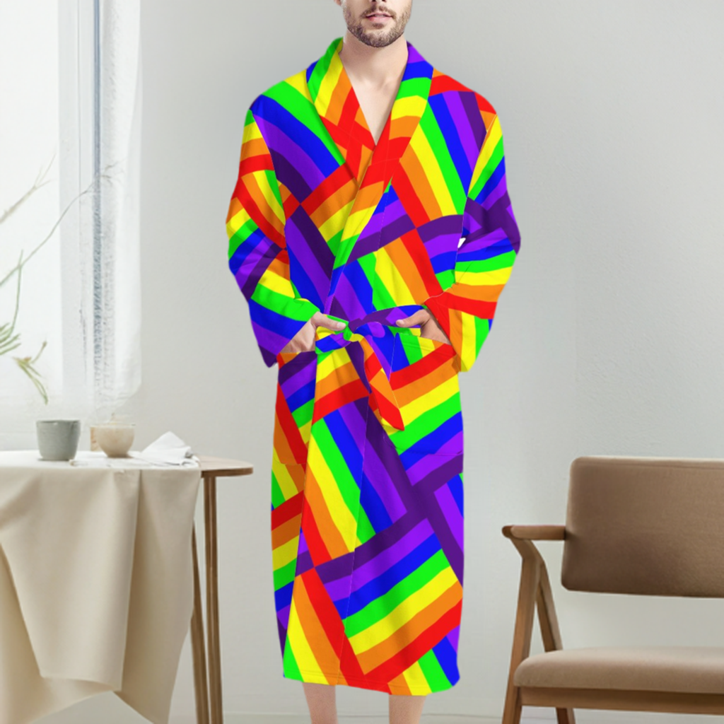 Rainbow Weave Men's Bathrobe