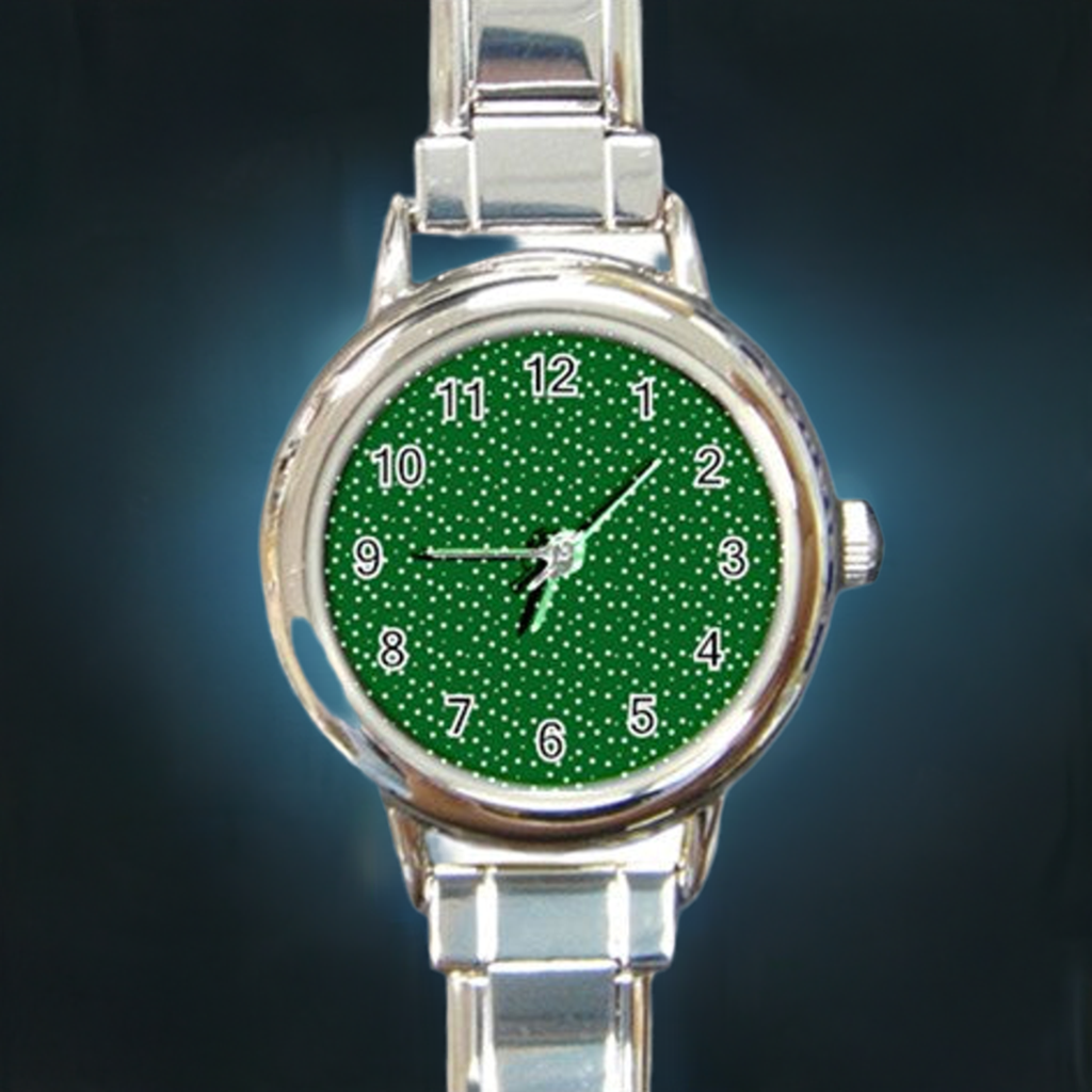 Round Italian Charm Watch Green Dots