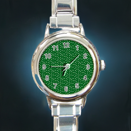 Round Italian Charm Watch Green Dots