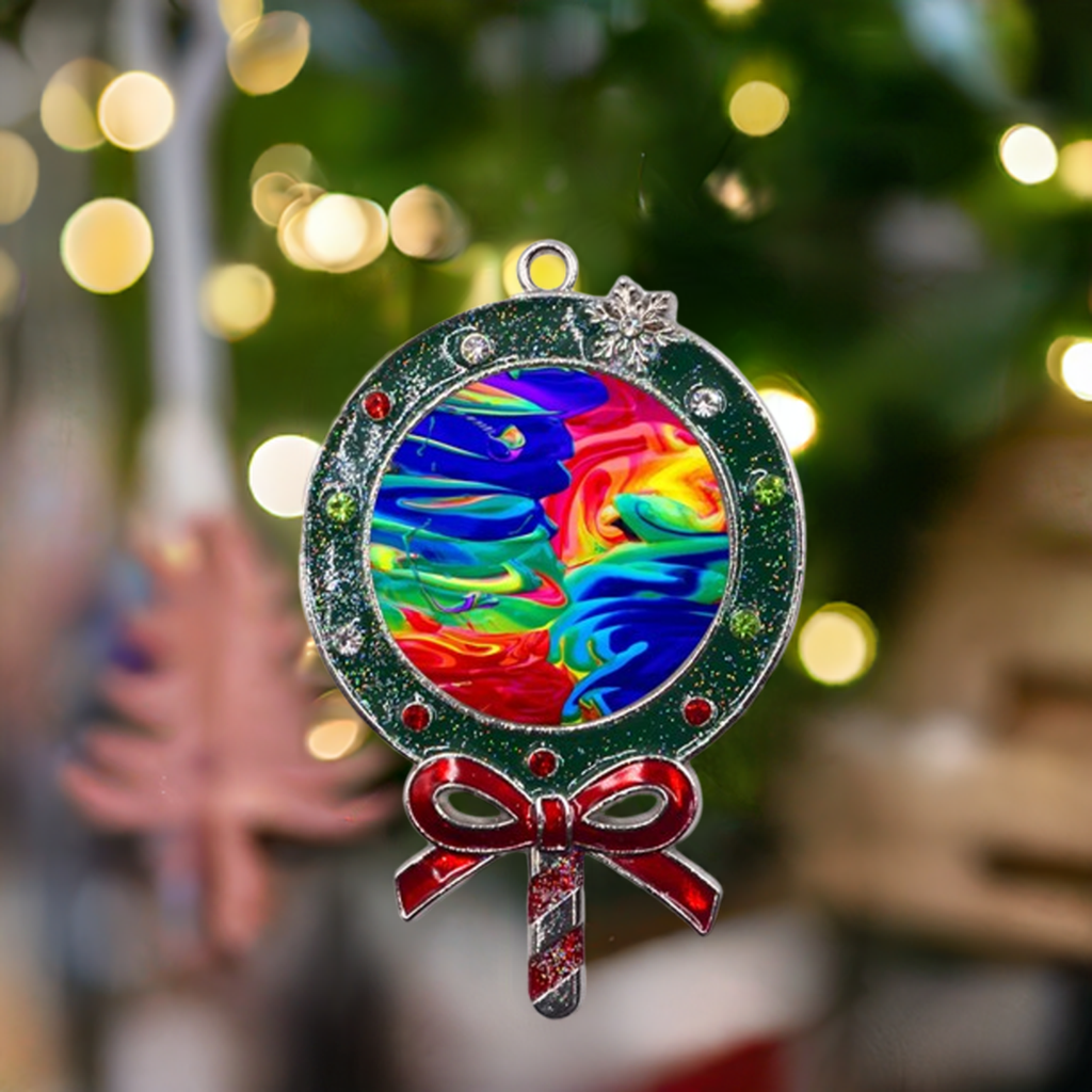 Colorful Metal Christmas Lollipop with Crystal Ornament