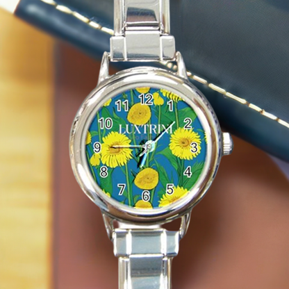 Sunflower Round Italian Charm Watch