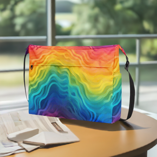 Rainbow Pride LGBTQ Messenger Bag - Adjustable Cross-Body, Waterproof Zipper Pockets, Handmade and Stylish by Luxtrini