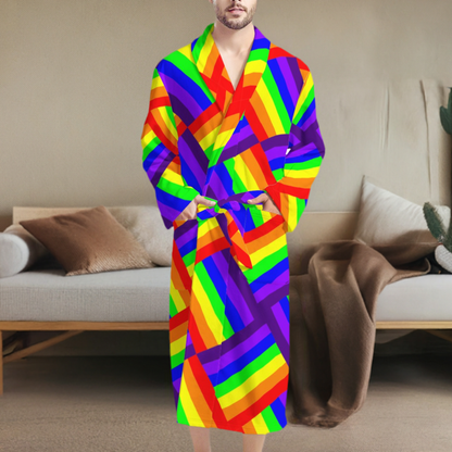 Rainbow Weave Men's Bathrobe