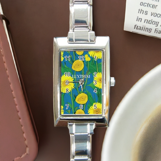 Sunflower Rectangle Italian Charm Watch