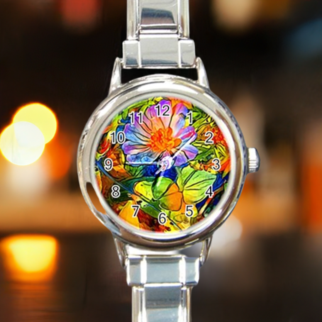 Petunia Round Italian Charm Watch