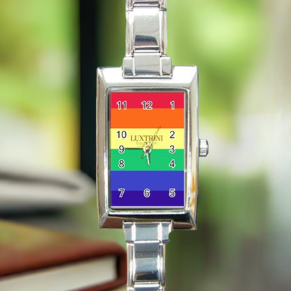 LGBTQ Rainbow Pride #12 Rectangle Italian Charm Watch