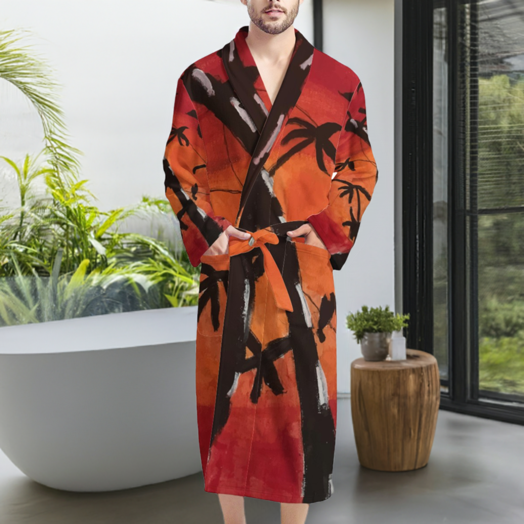 Bamboo at Sunset Men's Bathrobe