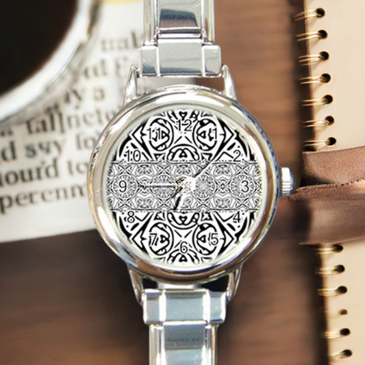 Round Italian Charm Watch Hawaiian Tribal