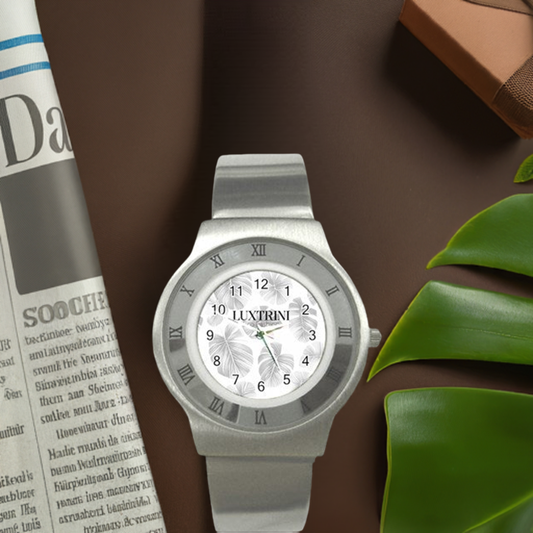 White Monstera Stainless Steel Watch