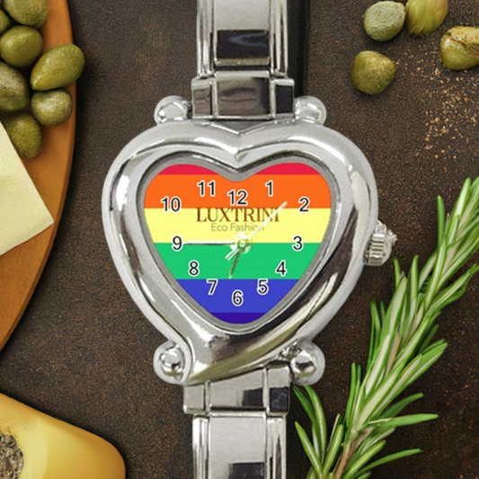 LGBTQ Rainbow Pride #12 Heart Italian Charm Watch