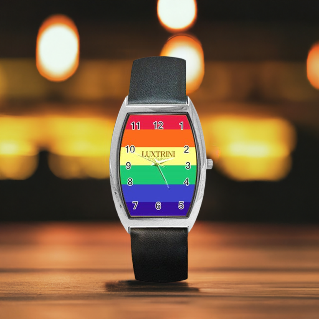 LGBTQ Rainbow Pride #12 Barrel Style Metal Watch