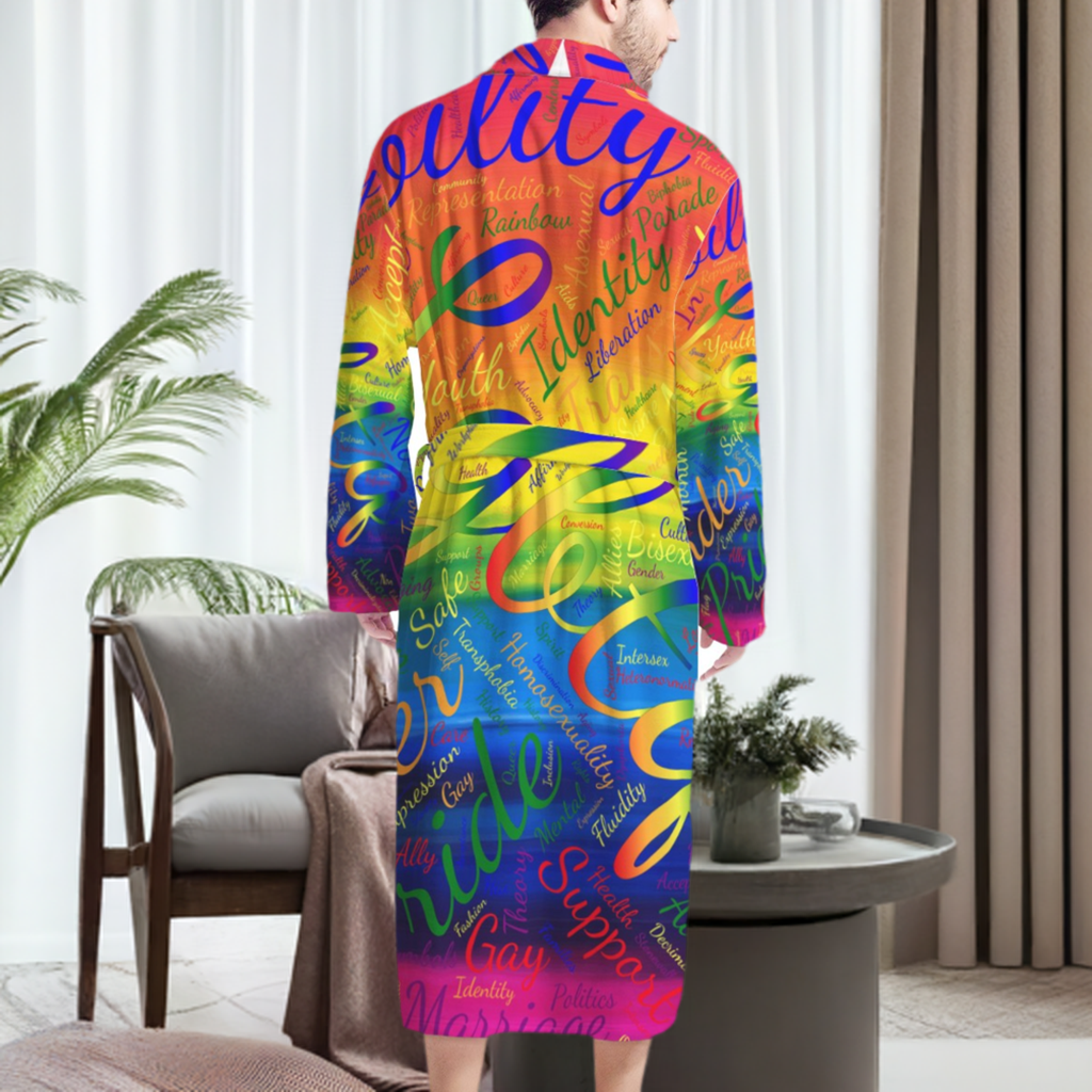 LGBTQ Word Cloud Men's Bathrobe