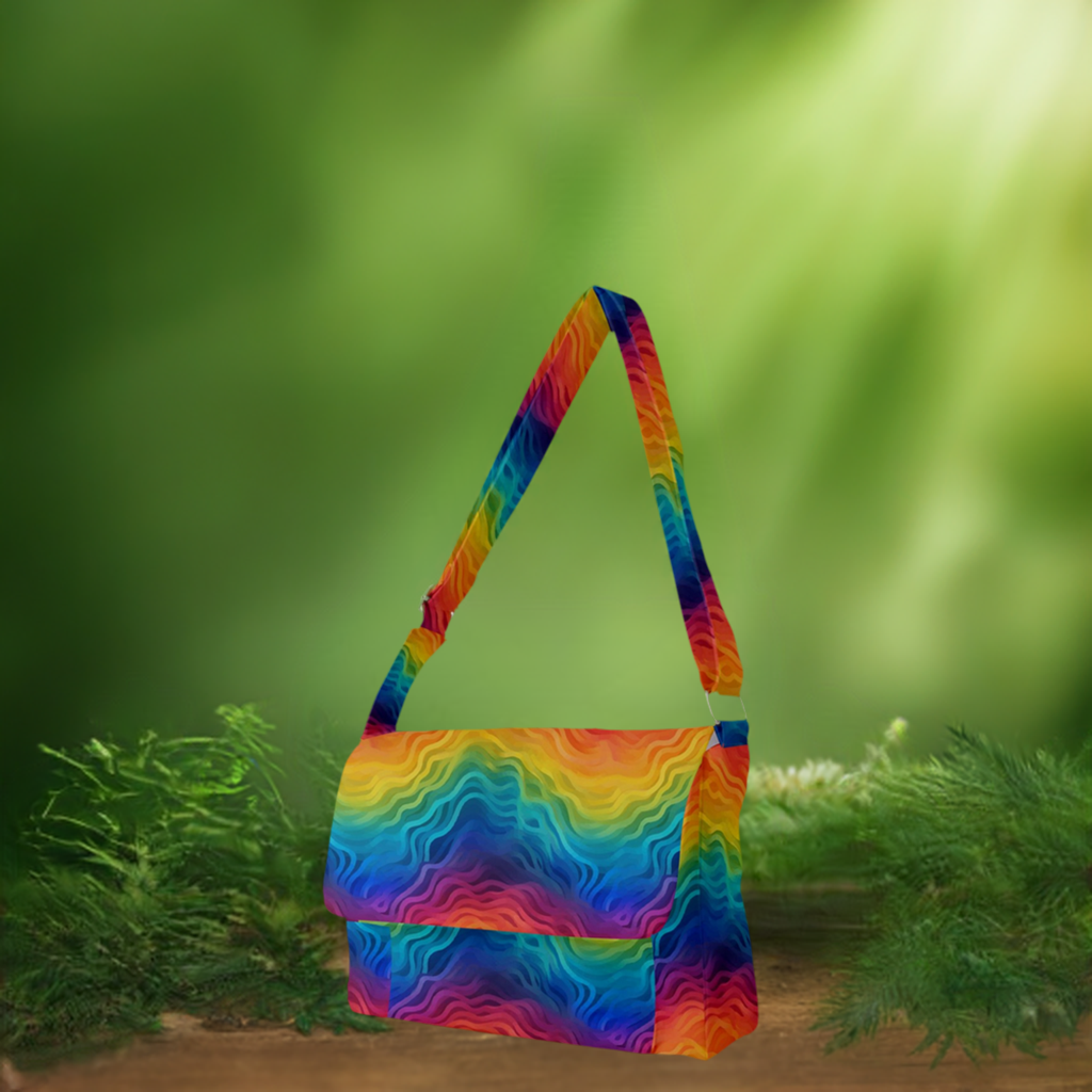 LGBTQ Rainbow Full Print Messenger Bag (L)