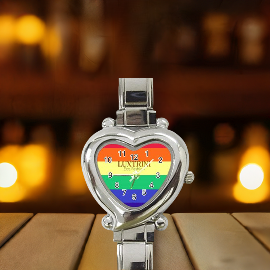 LGBTQ Rainbow Pride #12 Heart Italian Charm Watch