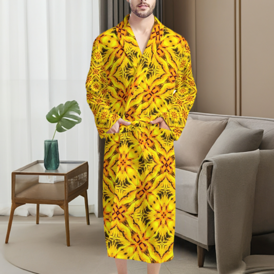 African Ethnic Yellow Toghu: Cameroon Men's Bathrobe