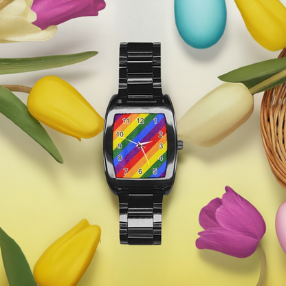 Rainbow Pride Stainless Steel Barrel Watch