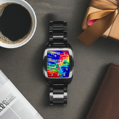 Rainbow Confusion Stainless Steel Barrel Watch