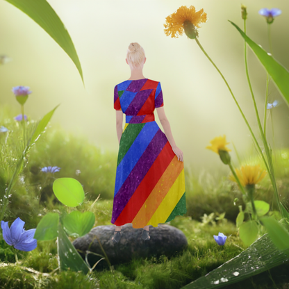 Rainbow Pride Button-Up Short Sleeve Maxi Dress - Versatile, Stylish, and Perfect for Any Occasion