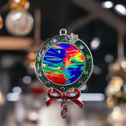 Colorful Metal Christmas Lollipop with Crystal Ornament