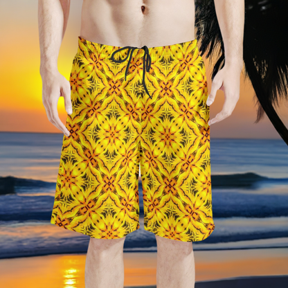 Men's All Over Board Shorts - Yellow Toghu: Cameroon