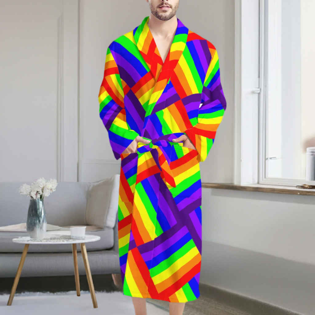 Rainbow Weave Men's Bathrobe