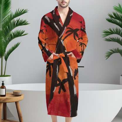 Bamboo at Sunset Men's Bathrobe