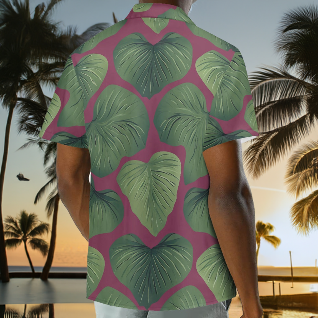 Kalo on Maroon Hawaiian Shirt: A Blend of Tradition and Style