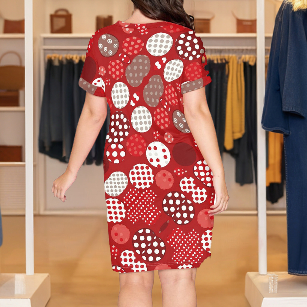 Red Polka Dot Short Sleeve Dress