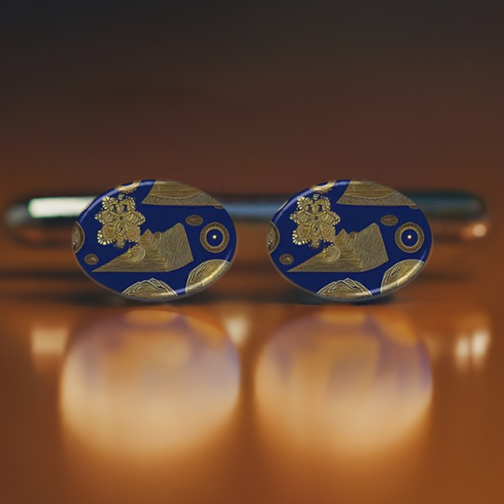 African Ethnic Oval Cufflinks - Personalized Keepsake for Timeless Elegance