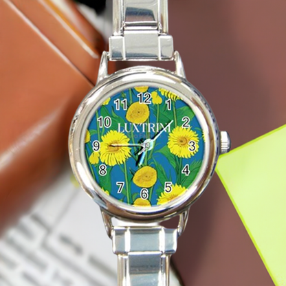 Sunflower Round Italian Charm Watch