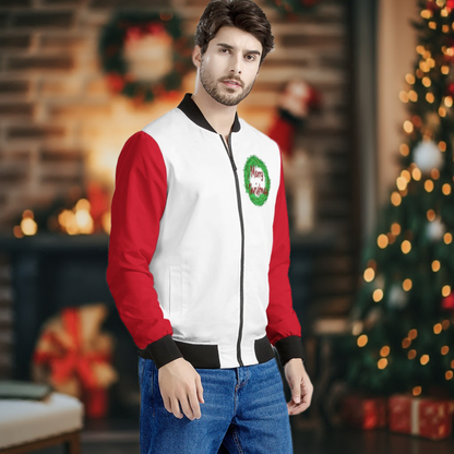 Christmas Men's Bomber Jacket - Red Accent