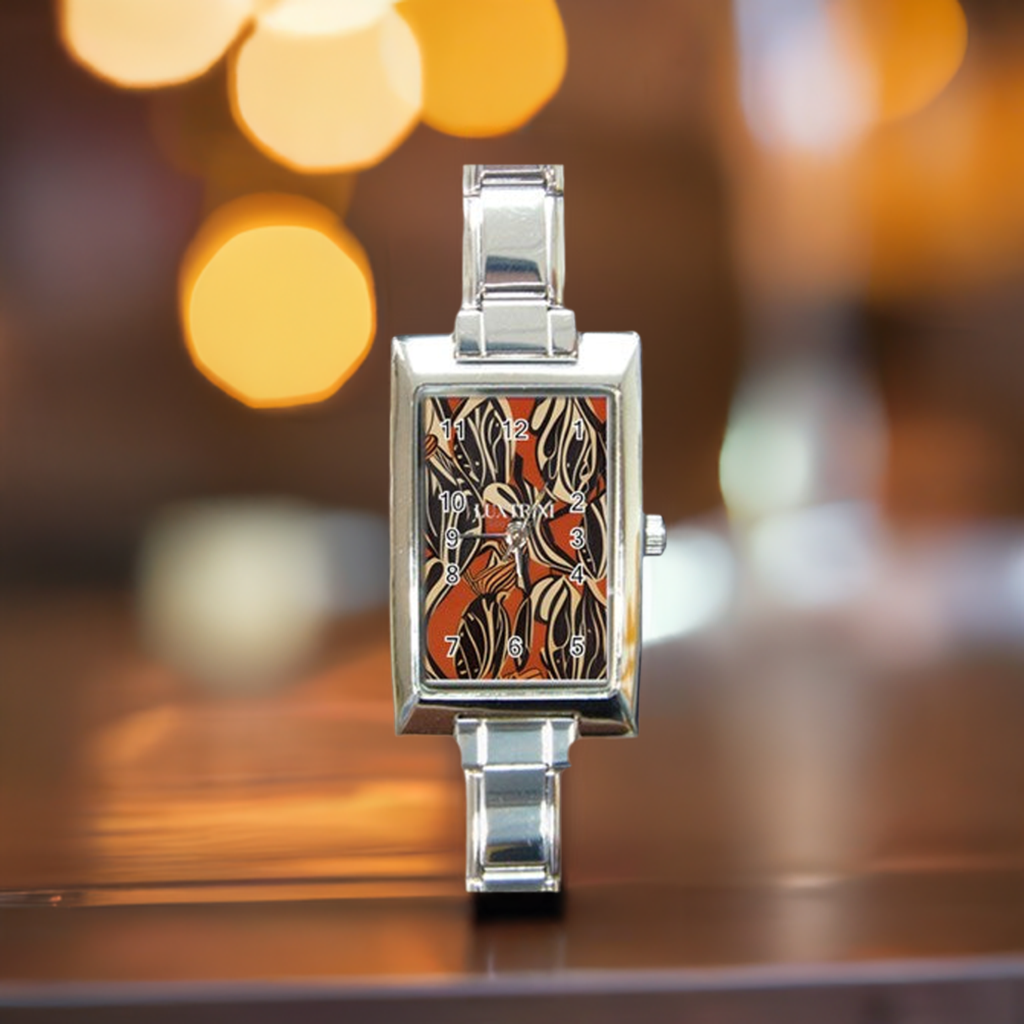 African - Ethnic Rectangle Italian Charm Watch